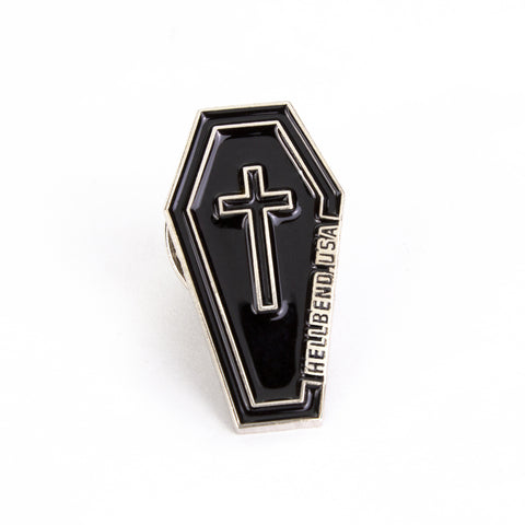 Hellbend Coffin Design Enamel Pin - Silver-Apparel, Goods, & Gear-HellBend Custom Cycles