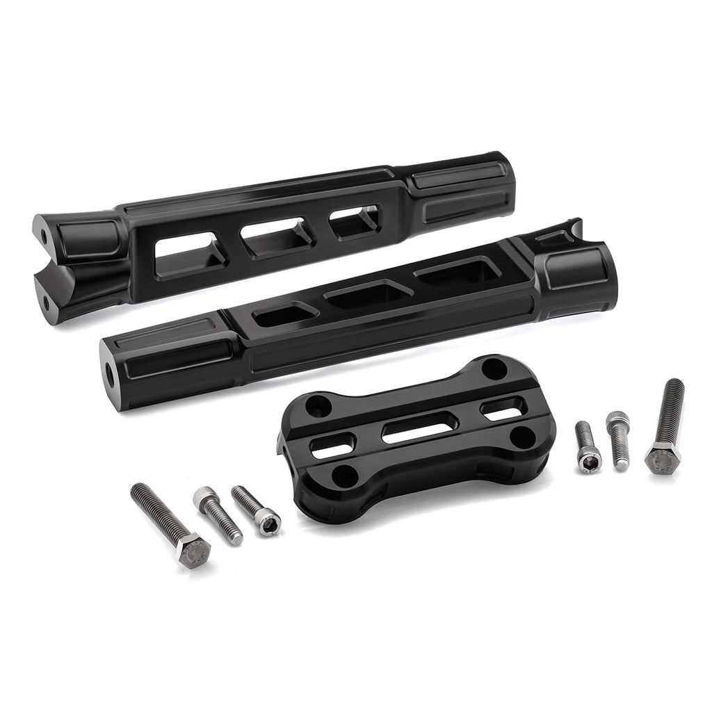 10" Straight Clamp Handlebar Risers for 1" Handlebars - Anodized Black-Bars & Risers-HellBend Custom Cycles