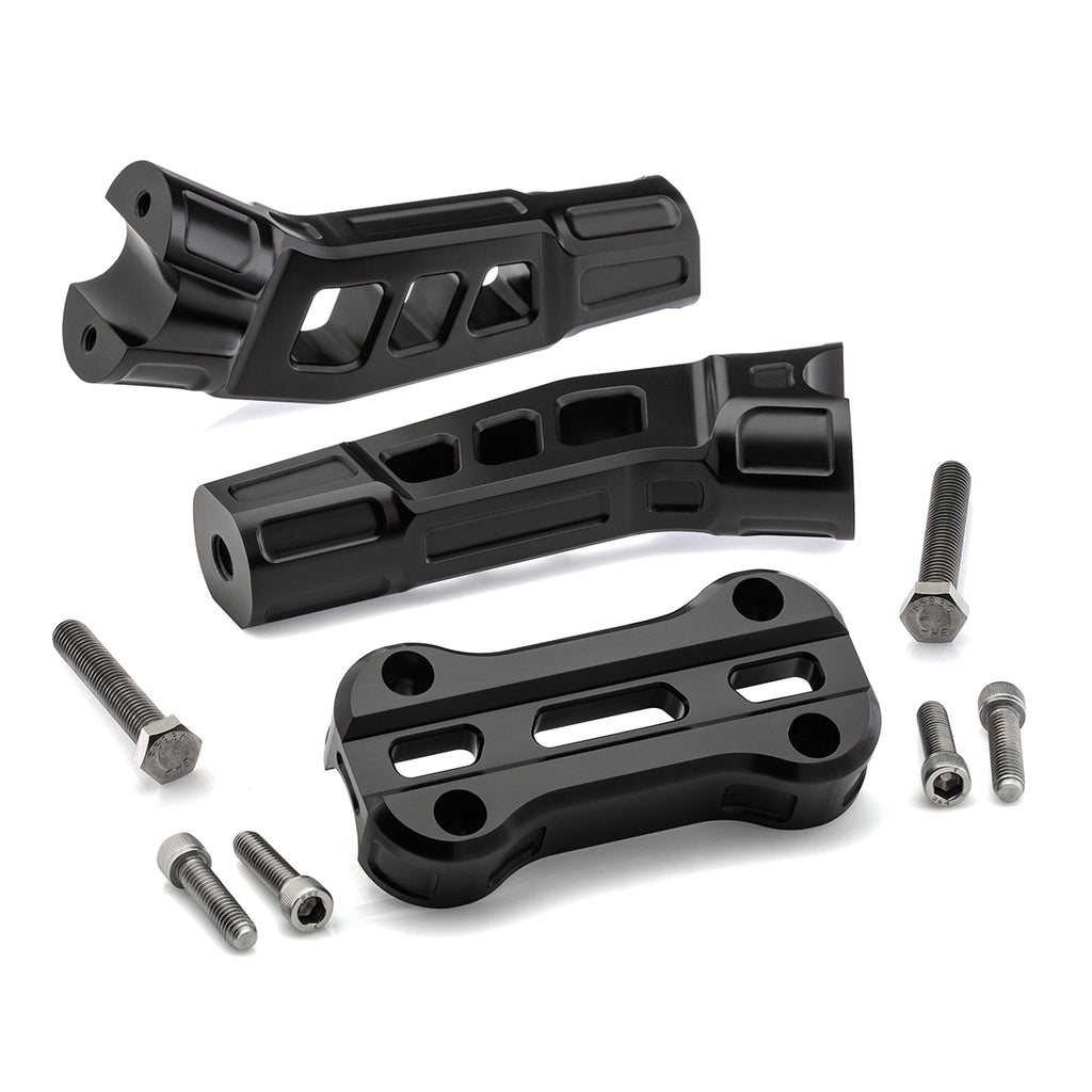 6" Pull-Back Clamp Handlebar Risers for 1" Handlebars - Anodized Black-Bars & Risers-HellBend Custom Cycles