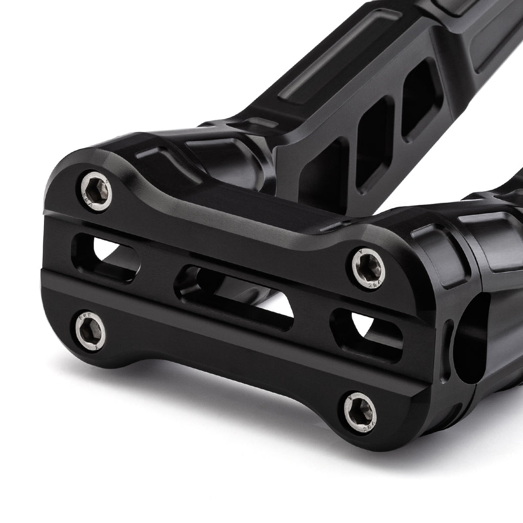 6" Pull-Back Clamp Handlebar Risers for 1" Handlebars - Anodized Black-Bars & Risers-HellBend Custom Cycles