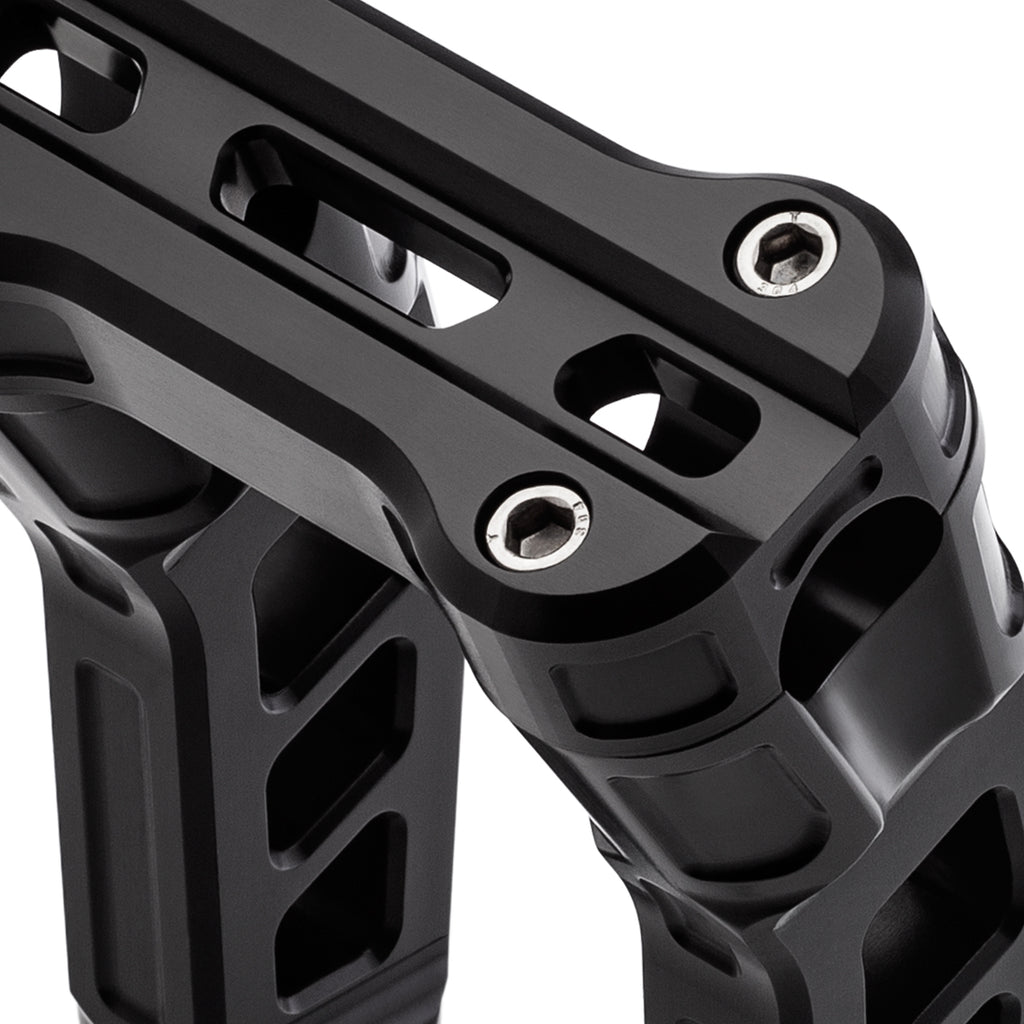 6" Pull-Back Clamp Handlebar Risers for 1" Handlebars - Anodized Black-Bars & Risers-HellBend Custom Cycles