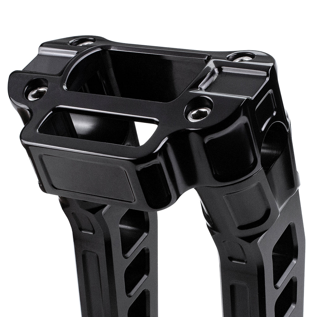 8" Pull-Back Clamp Handlebar Risers for 1" Handlebars - Anodized Black-Bars & Risers-HellBend Custom Cycles