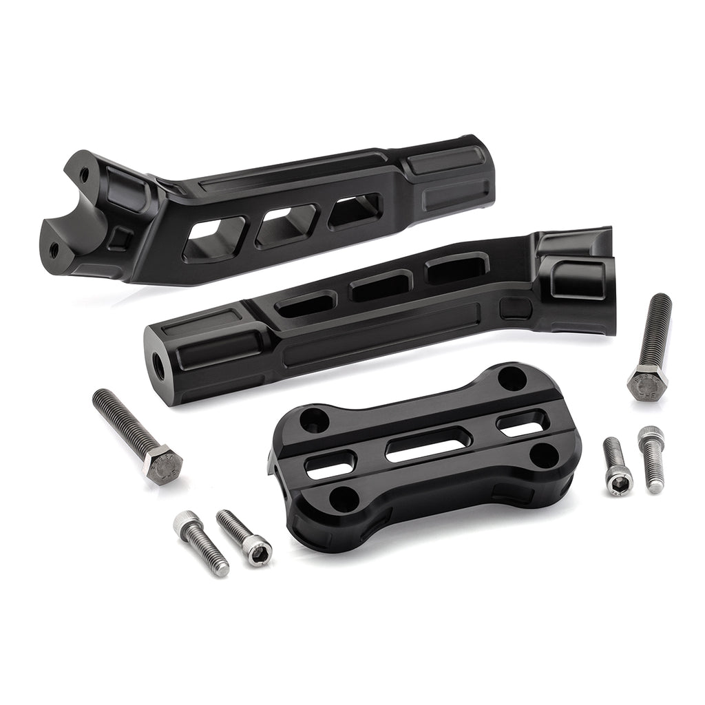 8" Pull-Back Clamp Handlebar Risers for 1" Handlebars - Anodized Black-Bars & Risers-HellBend Custom Cycles