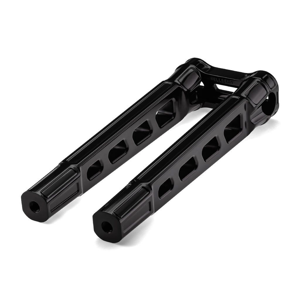 12" Straight Clamp Handlebar Risers for 1-1/8" Handlebars - Anodized Black-Bars & Risers-HellBend Custom Cycles