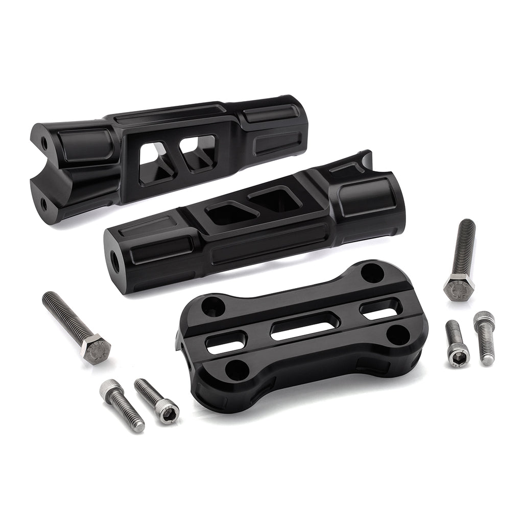6" Straight Clamp Handlebar Risers for 1-1/8" Handlebars - Anodized Black-Bars & Risers-HellBend Custom Cycles