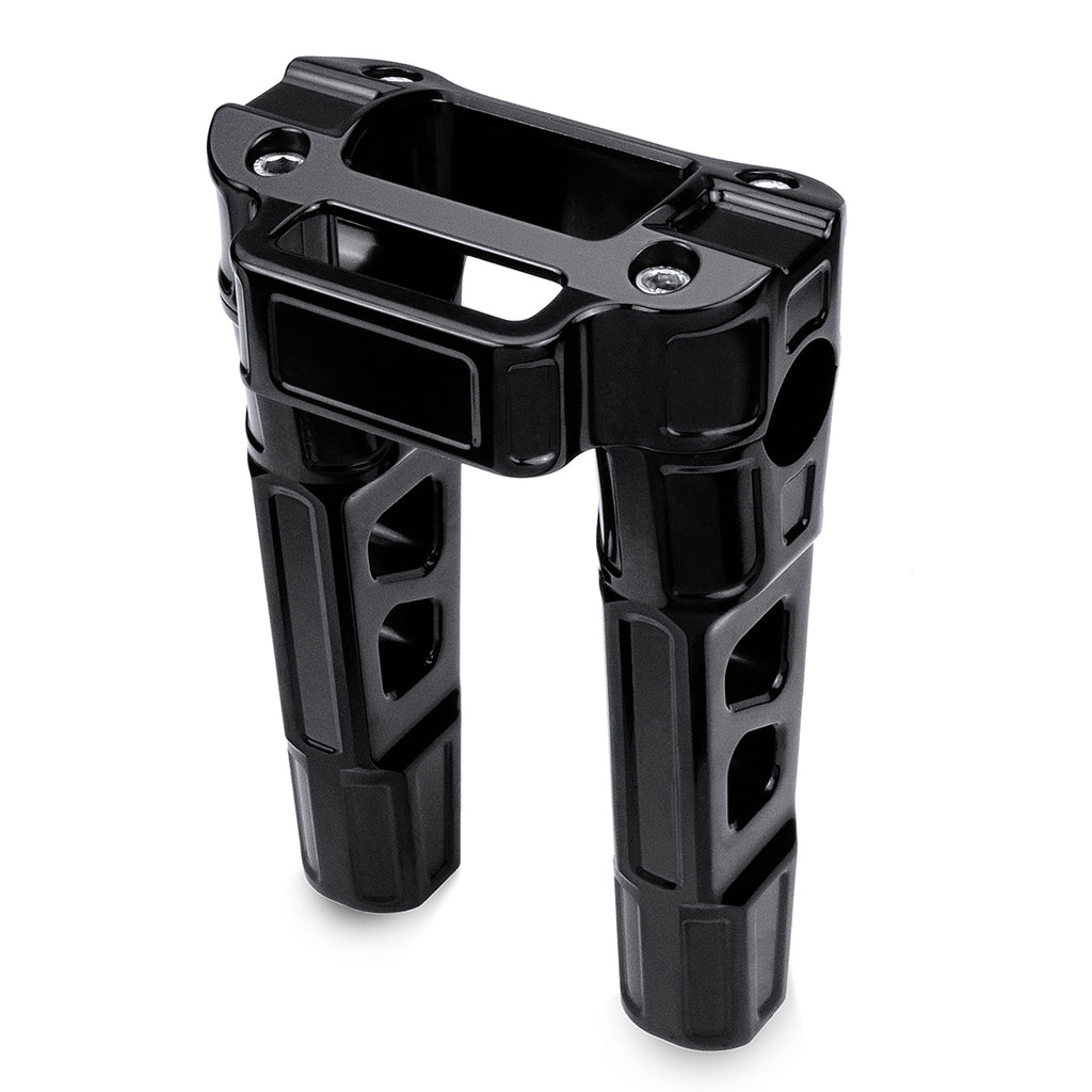 6" Straight Clamp Handlebar Risers for 1-1/8" Handlebars - Anodized Black-Bars & Risers-HellBend Custom Cycles