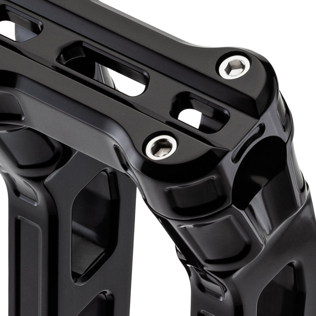 12" Pull-Back Clamp Handlebar Risers for 1-1/8" Handlebars - Anodized Black-Bars & Risers-HellBend Custom Cycles