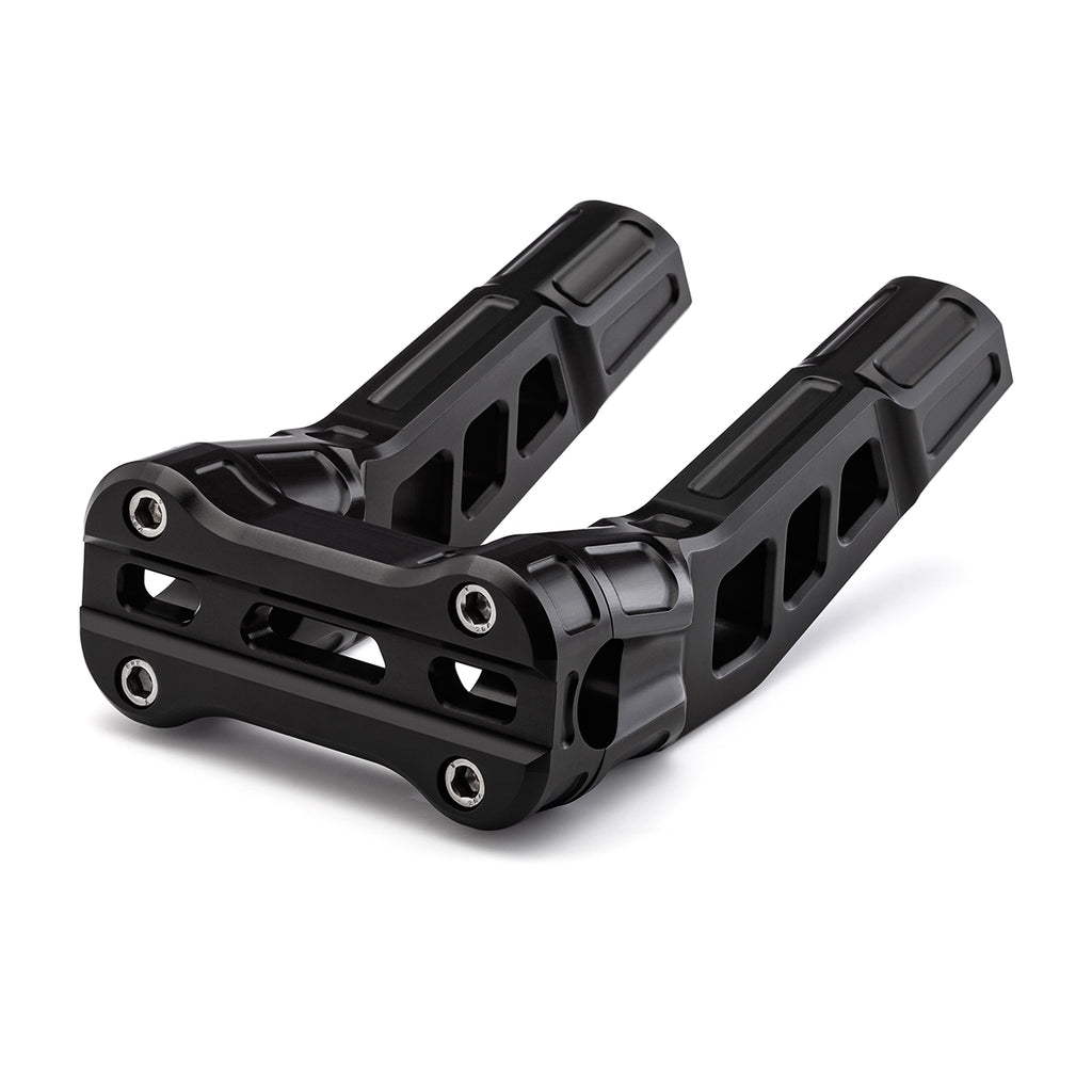 6" Pull-Back Clamp Handlebar Risers for 1-1/8" Handlebars - Anodized Black-Bars & Risers-HellBend Custom Cycles