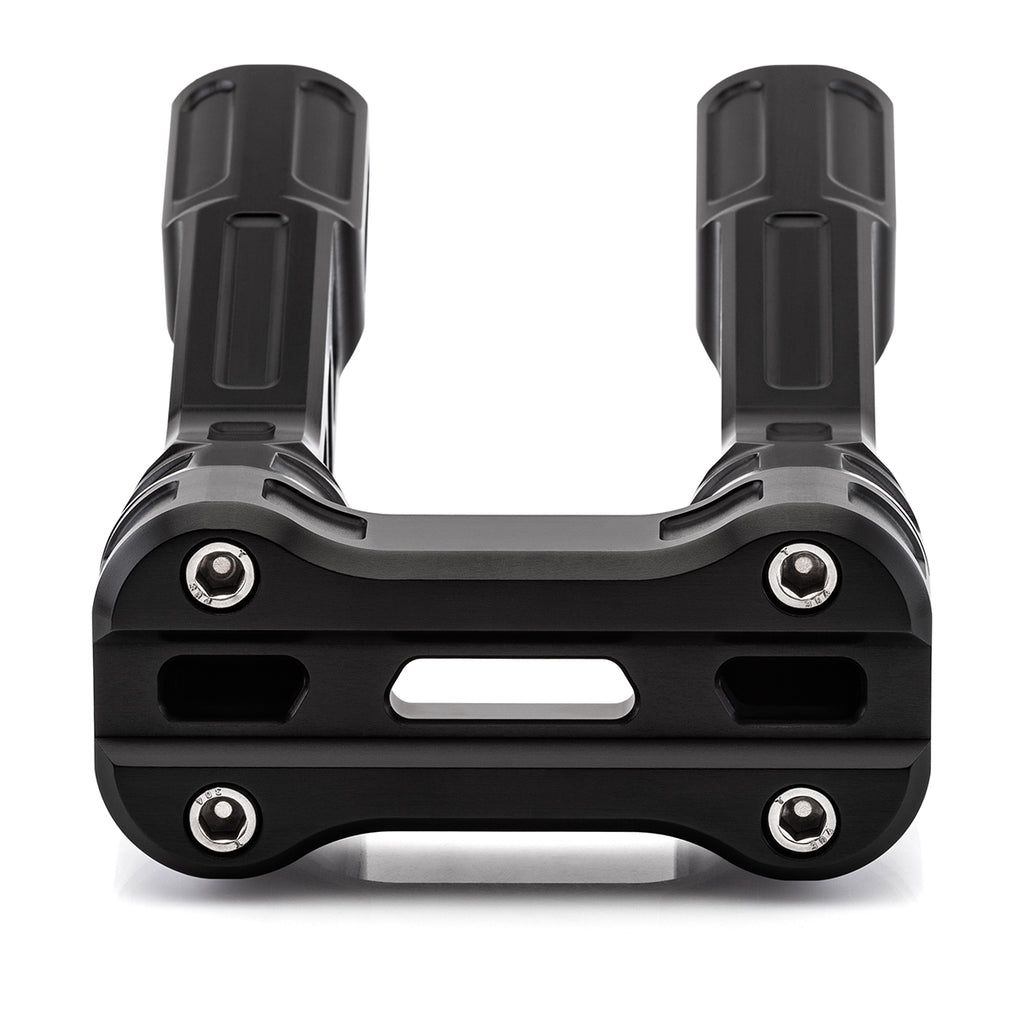 6" Pull-Back Clamp Handlebar Risers for 1-1/8" Handlebars - Anodized Black-Bars & Risers-HellBend Custom Cycles