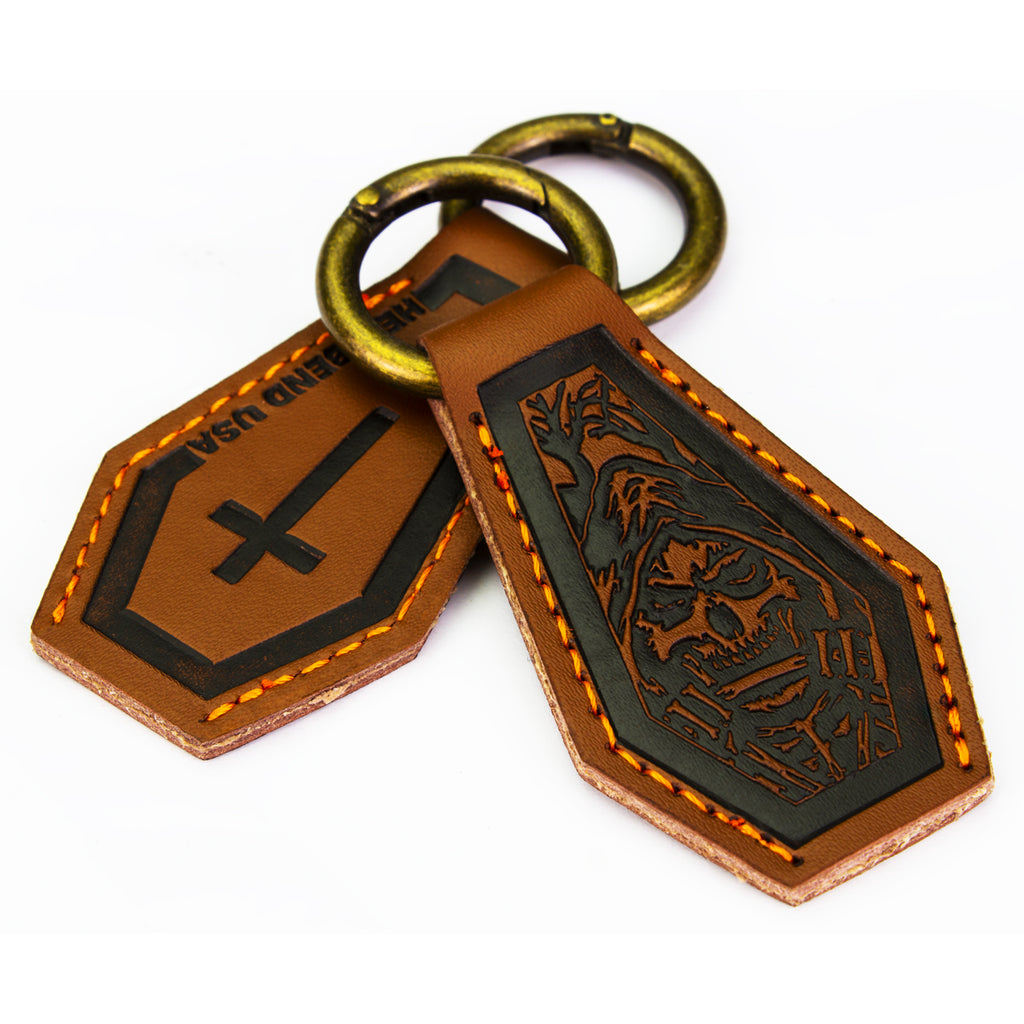 Hellbend Coffin/Reaper Design Leather Keychain-Apparel, Goods, & Gear-HellBend Custom Cycles