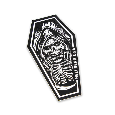 Hellbend Coffin Design Sticker-Apparel, Goods, & Gear-HellBend Custom Cycles